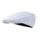 STARANCE Men's Cotton Flat Cap Ivy Gatsby Newsboy Hat Summer Driving Scally Cap Thin Cap, White, 7 3/4