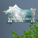 BEE CREATIVE Laser Cutting Customise Name Plate for Home Entrance - 16X10 Inch (Silver Home)