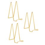 Large Plate Holder Display Stand - 10 inch Tall Plate Stands for Display - Metal Picture Frame Stand - Big Tabletop Easel Stand for Decorative Plates | Platter | Book | Plaque | Tile - 3 Pack - Gold