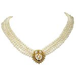 SURATDIAMOND4 Line Gold Plated Pendant & Freshwater Pearl Necklace for Women(SN5)