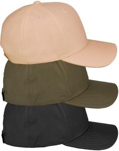 Daxton Premium Mid Profile Hat Semi Curved Visor Structured Cap 3 Pack - Black,Olive,Khaki