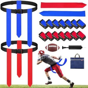 Haootadiy flag football belts，14pcs Adjustable Flag Football Belt with Belt and Flags, for Youths, Adults, 14pcs(7red+7blue)