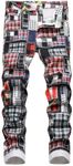 Classlong Men's Casual Printed Slim Fit Jeans Skinny Denim Pants (Montage845a,40)