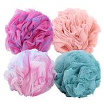 4 Pieces Shower Loofahs Exfoliating Sponge Body Scrubber XL 75g Bath Puffs Shower Scrunchies Bathing Sponges for Women and Men