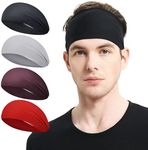 MARKEEP Running Headbands for Men（4 or 6 Pack, Mens Stretchy Headband for Football,Cycling,Basketball,Yoga,Fitness Workout Unisex Quick-Dry Sweatband