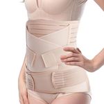 Tirain 3 in 1 Postpartum Belly Wrap C Section Belly Abdominal Binder Postpartum Girdles for Women Support Recovery Belly Band (Nude, One Size)