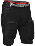 Exxact Sports Rebel 5-Pad Adult Football Girdle for Men with Integrated Hip, Thighs, Tailbone Pads, Padded Compression Shorts, Mens Girdle Football with Cup Pocket (Black, AS)