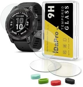 iDaPro [4Pack] Screen Protector for Garmin fenix 7X Pro Sapphire Solar/Fenix 7X Pro Solar/Fenix 7X Sapphire Solar/Fenix 7X Solar Watch Tempered Glass + Silicone Anti-dust Plugs Anti-Scratch