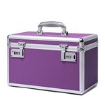 HEWEI WORKS Locking Box with Portable Storage Case, Childproof Medicine Organizer with Combination Lock, Lockbox for Important Documents & Meds, Secure Cash, ID Documents (PURPLE)