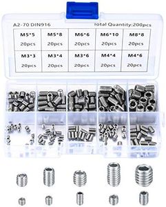 Juego de 200 Tornillos M3 M4 M5 M6 M8, Cabeza Hexagonal, Llave Allen, Tornillos de Cabeza Hueca Hexagonal, Conjunto de Acero Inoxidable