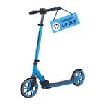 HUDORA Scooter Up 200 - Quiet aluminium scooter for up to 100kg - Adjustable in height & foldable kick scooter - Jolt-free kick scooter for children / teenagers & adults, cyan