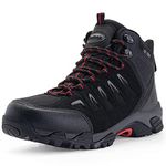 SHULOOK Walking Boots Mens Comfortable Hiking Boots High Rise Non-Slip for Trekking Outdoor (Black/Red 9UK)