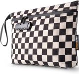 SafeDelux Lock Travel Pouch with Combination Lock & Activated Carbon—Waterproof Zipper, Carbon Lined for Home Storage & Gifts (Black & White)