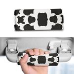 Suhoaziia 2 Pcs Black & White Cow Print Car Roof Handle Cover, Car Grab Handle Cover Car Door Protector Grab Bar Cover Automotive Seatbelt Shoulder Pads Fit Most Cars Sedan Truck SUV Van