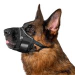 OneTigris Dog Muzzle,Soft Nylon Muzzle Anti Biting Barking Chewing,Adjustable Air Mesh Breathable Mesh Medium Dog Muzzle Allows Panting Drinking(Black, XXL)