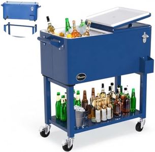 YITAHOME 80 Quart Rolling Cooler Cart, Portable Outdoor Wagon Cooler with 360° Swivel Wheels, Handles and Bottom Tray, Beverage Standing Cooler with Bottle Opener for Beach Patio Party