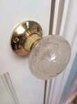 Beautiful Pair of Large Contemporary/Retro Round Clear Smooth Bubble Glass Brass Mortice Door Knobs/Handles PL