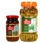 Chokhi Dhani Kair Pickle 200g and Green Chilli Pickle 500g, Authentic Indian Style Tangy Versatile Ker and Hari Mirch Achar with Traditional Taste