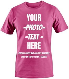 T-Shirts Unisexe Personnalisé Fait sur Mesure Votre Dessin Photo Image Imprim�é T-Shirts Tees Top - Taille M - |Rose Fuchsia|