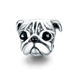 LOKILOKI 925 Sterling Silver Lovely Animal Pug Dog Head Charm Beads Fit Women Charm Bracelets Necklaces Diy Jewelry