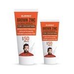 ELEMNT Brown Zinc Sunscreen | SPF 50 Zinc Suncream, Broad Spectrum PA+++ with Aloe Vera | Formulated For Heavy Sun Exposure | Water Resistant Sunscreen for Cricketers & Sports| Men & Women | 50+25 GM