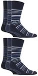 Gentle Grip - 6 Pairs of Mens Honeycomb Top/Cotton Rich Socks, in Bigfoot size 12-14 UK (Stripes SOMRJ49)