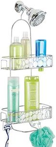 InterDesign Bubbli Shower Caddy, Metal Shower Organiser with Baskets, Shower Shelves for Shower Accessories, Clear/Silver