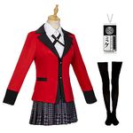 Formemory Kakegurui Cosplay Uniform 6PCS Runa Yomozuki Cosplay with Necklace Yumeko Jabami Halloween Anime Cosplay Costume School Girl Outfit Women (Jabami Yumeko, S)