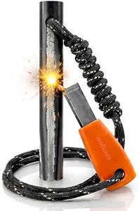 Camping Flint and Steel Fire Starter, 0.4x4in (10x100mm) Ferro Rod, HSS Striker, Paracord, Waterproof Outdoor Survival Kit aZengear