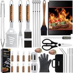 Grilljoy 31PC Heavy Duty BBQ Grilling Accessories Grill Tools Set - Stainless Steel Grilling Kit with Storage Bag for Camping, Tailgating - Perfect Barbecue Utensil Gift for Men Women