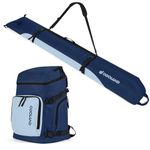 Odoland Ski Bag and Ski Boot Backpack Combo-50L Fully Padded Snowboard Bag for Air Travel, Snow Ski Bags Fit Skis Up to 200cm Water Resistant Ski Travel Bag,Light Blue