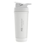 MuscleBlaze Steel Pro Shaker 700 ml with Steel Whisk, Leakproof Gym Shaker Bottle for Supplements, Pristine White