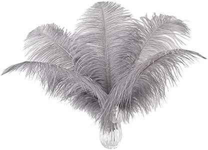 Ballinger Natural Gray Ostrich Feathers - 24pcs 10-12inch for Wedding Party Centerpieces Home Decor