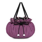 BAGSMART Drawstring Makeup Bag, Cosmetic Bag Travel Makeup Organizer Case with Clear Pouch Set, Portable Make Up Bags for Women Toiletries Accessories Brush,Purple,Large