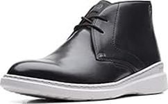 Clarks Men's Dennet Mid Chukka Boot, Black Leather, 9 UK