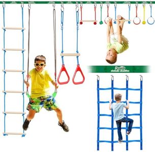 Perantlb Ninja Warrior Obstacle Course for Kids - Ninja Slackline 52' with 11 Accessories for Kids, Includes Swing, Obstacle Net,Rope Ladder,Slackline Gymnastic Bar, Become a Ninja Warrior