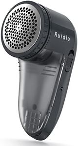 Ruidla Fabric Shaver Defuzzer, Electric Lint Remover, Rechargeable Sweater Shaver with Stainless Steel 3-Leaf Blades, Dual Protection, Removable Bin, Easy Remove Fuzz, Lint, Pills, Bobbles