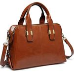 VASCHY Handbags for Ladies, Smooth PU Leather Top Handle Bag Women Satchel Work Tote Bag with Triple Compartments (Brown)