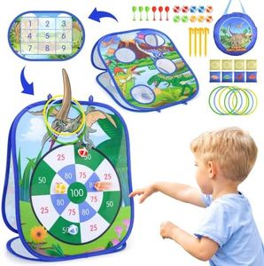 Corrit Jouet Enfant 3-12 Ans, Jeux Exterieur Enfant Cible Flechette Dinausore Jouet Garcon 3-12 Ans Cadeau Garcon Bean Bag Toss Game Cadeaux pour Les Enfants Garçons Morpion
