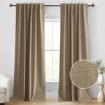 StangH Natural Linen 100% Blackout Curtains 84 inches Long, Thermal Insulated Bedroom Curtains & Drapes Back Tab Energy Saving Farmhouse Panels for Living Room Sliding Door, W52xL84, Set of 2