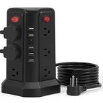 Tower Power Bar Surge Protector, 10FT Extension Cord with 12 AC Multiple Outlets and 5 USB Ports, PASSUS Power Bars Tower Surge Protection Overload Protection for Home Office DormRoom Essentials