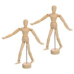 PATIKIL 5.5" Wooden Mannequin Figure, 2 Pcs Artist Drawing Manikin Model Flexible Movable Jointed Sketching Lay Figure for Painting Drawing Decoration