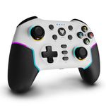 EvoFox Elite X2 Pro Gaming Controller for PC, Android, TV, Switch Tri-Mode -2.4G/BT/Wired Gamepad, HallSense Magnetic Triggers & Joystick, 1000Hz Polling, RGB, Replaceable JoySticks,16h Battery-White