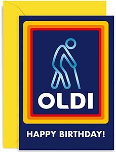 Old English Co. Funny Birthday Card for Him - Hilarious Joke Happy Birthday Oldi Card for Grandad Husband Dad Brother Uncle - Silly Birthday Card for Men| Blank Inside with Envelope