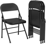 GAOMON 4 Pack All-Steel Folding Chairs with Backrest, Heavy Duty Metal Foldable Dining Chair Set of 4 Hold Up to 350 LBS, Black Portable Chair for Office, Indoor & Outdoor Events