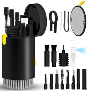 Computer Keyboard Cleaner Kit, Laptop Screen Cleaning Spray for iPhone AirPods Cell Phone MacBook iPad Pro, 20-in-1 Electronic Clean Brush Tool for Earbuds iPod PC Monitor TV Earphone Camera - Black