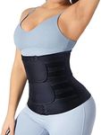 TELALEO Neoprene Waist Trainer for Women Slimming Body Shaper Waist Trimmer Cincher Sweat Belt, Black Double Belt With Hook, X-Large