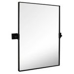 Hamilton Hills 16" x 24" Modern Matte Black Framed Metal Rectangular Mirror | Pivot Mirror with Beveled Framed Vanity for Bedroom - Adjustable Moving & Tilting Mirror with Hinges Brackets Included