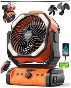 kejector Portable Camping Fan Rechargeable - 23000mAh 3-in-1 Battery Powered Fan with LED Lights, USB C, Auto Oscillating Portable Fan for Tents, Travel, BBQ, Fishing, Home, Office, Camper Essentials