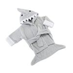 Baby Aspen Gray Baby Shark Hooded Towel Robe,"Let The Fin Begin" Baby Shower Gifts 0-9 Months, Blue, One size